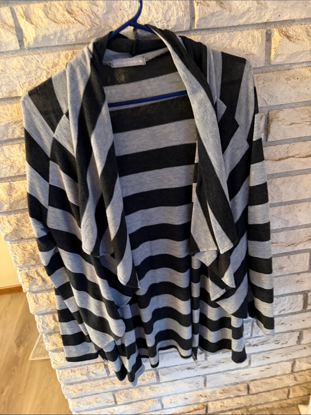 Olivia Moon Black & Gray Striped Open-Front Cardigan